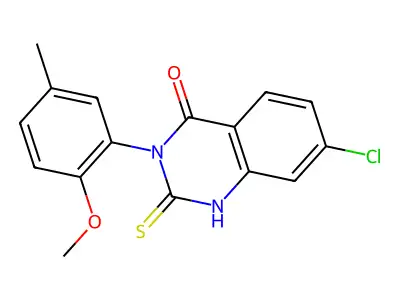 7-chloro-2-mercapto-3-(2-methoxy-5-methylphenyl)quinazolin-4(3H)-one structure
