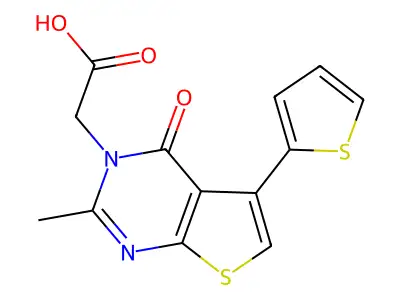 2-[2-methyl-4-oxo-5-(thiophen-2-yl)-3H,4H-thieno[2,3-d]pyrimidin-3-yl]acetic acid structure