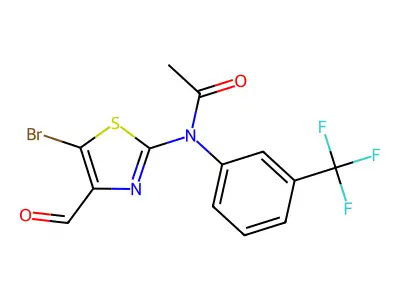 N-(5-bromo-4-formyl-1,3-thiazol-2-yl)-N-[3-(trifluoromethyl)phenyl]acetamide structure