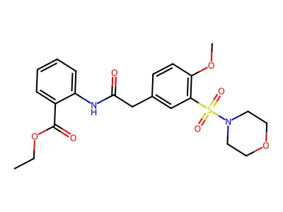 Ethyl 2-[[2-(4-methoxy-3-morpholin-4-ylsulfonylphenyl)acetyl]amino]benzoate structure