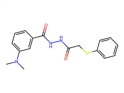 3-(dimethylamino)-N'-(2-phenylsulfanylacetyl)benzohydrazide structure
