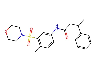 N-(4-methyl-3-morpholin-4-ylsulfonylphenyl)-3-phenylbutanamide structure