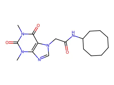 N-cyclooctyl-2-(1,3-dimethyl-2,6-dioxopurin-7-yl)acetamide structure