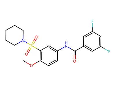 3,5-difluoro-N-(4-methoxy-3-piperidin-1-ylsulfonylphenyl)benzamide structure