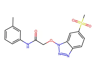 N-(3-methylphenyl)-2-(6-methylsulfonylbenzotriazol-1-yl)oxyacetamide structure