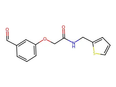2-(3-formylphenoxy)-N-(thiophen-2-ylmethyl)acetamide structure
