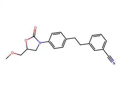 Benzonitrile, 3-(2-(4-(5-(methoxymethyl)-2-oxo-3-oxazolidinyl)phenyl)ethyl)- structure