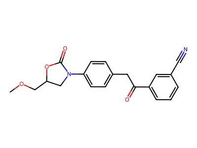 Benzonitrile, 3-((4-(5-(methoxymethyl)-2-oxo-3-oxazolidinyl)phenyl)acetyl)- structure