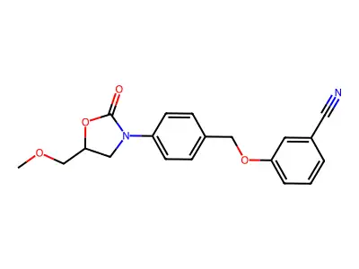 Benzonitrile, 3-((4-(5-(methoxymethyl)-2-oxo-3-oxazolidinyl)phenyl)methoxy)- structure