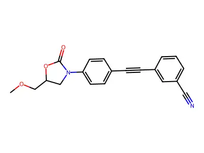 Benzonitrile, 3-((4-(5-(methoxymethyl)-2-oxo-3-oxazolidinyl)phenyl)ethynyl)- structure