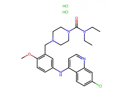 1-Piperazinecarboxamide, 4-(5-(7-chloro-4-quinolylamino)-2-methoxybenzyl)-N,N-diethyl-, dihydrochloride structure