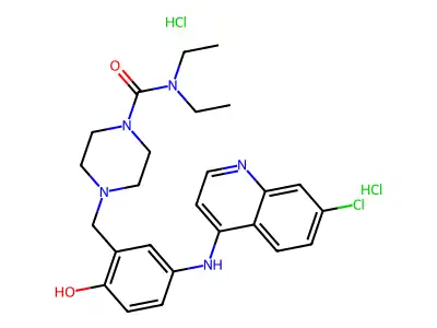 1-Piperazinecarboxamide, 4-(5-(7-chloro-4-quinolylamino)-2-hydroxybenzyl)-N,N-diethyl-, dihydrochloride structure