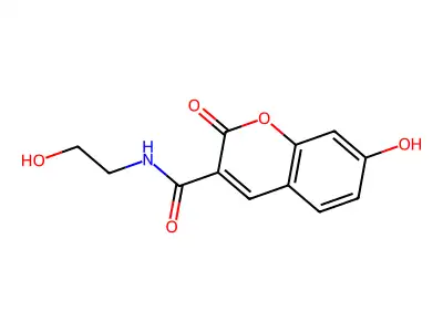 7-Hydroxy-N-(2-hydroxyethyl)-2-oxo-2H-1-benzopyran-3-carboxamide structure