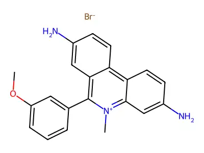 3,8-Diamino-6-(3-methoxyphenyl)-5-methylphenanthridinium bromide structure