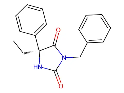 3-Benzyl-5-ethyl-5-phenylimidazolidine-2,4-dione structure