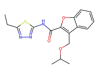 N-(5-ethyl-1,3,4-thiadiazol-2-yl)-3-(propan-2-yloxymethyl)-1-benzofuran-2-carboxamide structure