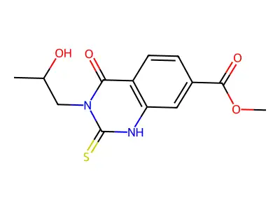 Methyl 3-(2-hydroxypropyl)-4-oxo-2-sulfanyl-3,4-dihydroquinazoline-7-carboxylate structure