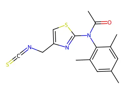 N-[4-(isothiocyanatomethyl)-1,3-thiazol-2-yl]-N-(2,4,6-trimethylphenyl)acetamide structure