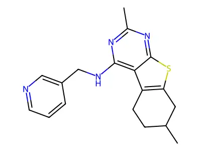 2,7-dimethyl-N-(pyridin-3-ylmethyl)-5,6,7,8-tetrahydro-[1]benzothiolo[2,3-d]pyrimidin-4-amine structure