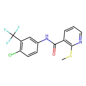N-[4-chloro-3-(trifluoromethyl)phenyl]-2-methylsulfanylpyridine-3-carboxamide structure