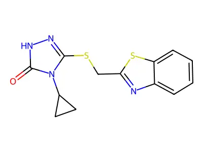 3-(1,3-benzothiazol-2-ylmethylsulfanyl)-4-cyclopropyl-1H-1,2,4-triazol-5-one structure