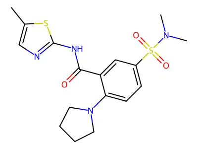 5-(dimethylsulfamoyl)-N-(5-methyl-1,3-thiazol-2-yl)-2-(pyrrolidin-1-yl)benzamide structure