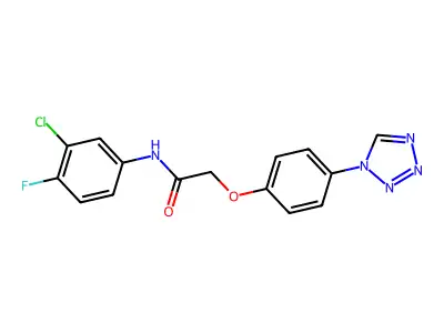 N-(3-chloro-4-fluorophenyl)-2-[4-(tetrazol-1-yl)phenoxy]acetamide structure