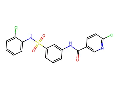 6-chloro-N-[3-[(2-chlorophenyl)sulfamoyl]phenyl]-3-pyridinecarboxamide structure