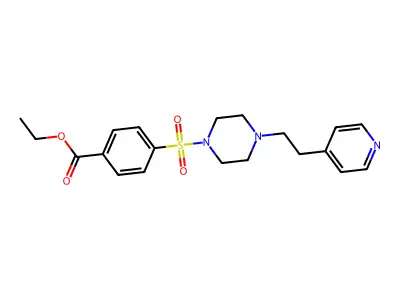 Ethyl 4-({4-[2-(pyridin-4-yl)ethyl]piperazin-1-yl}sulfonyl)benzoate structure