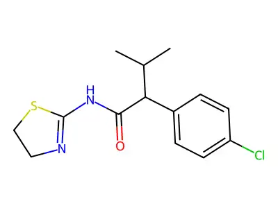 2-(4-chlorophenyl)-N-(4,5-dihydro-1,3-thiazol-2-yl)-3-methylbutanamide structure