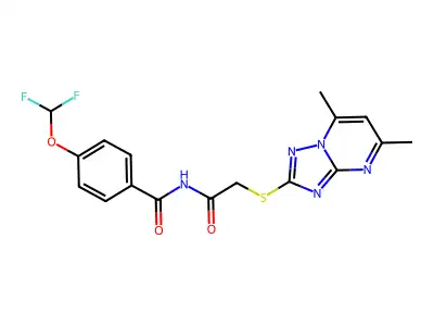4-(difluoromethoxy)-N-[2-[(5,7-dimethyl-[1,2,4]triazolo[1,5-a]pyrimidin-2-yl)sulfanyl]acetyl]benzamide structure