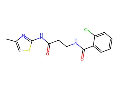 2-chloro-N-[3-[(4-methyl-1,3-thiazol-2-yl)amino]-3-oxopropyl]benzamide structure