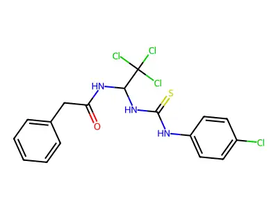 2-Phenyl-N-(2,2,2-trichloro-1-(3-(4-chlorophenyl)thioureido)ethyl)acetamide structure