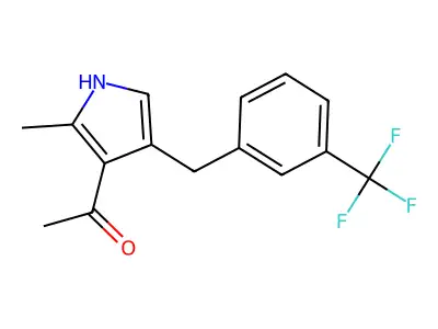 1-[2-methyl-4-[[3-(trifluoromethyl)phenyl]methyl]-1H-pyrrol-3-yl]ethanone structure