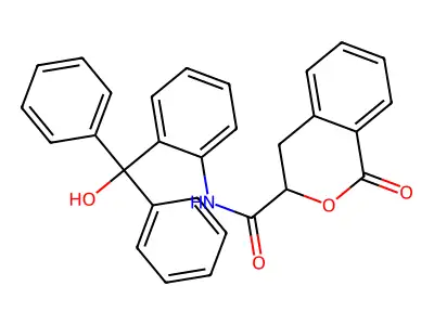 N-[2-(hydroxydiphenylmethyl)phenyl]-1-oxo-3,4-dihydro-1H-2-benzopyran-3-carboxamide structure