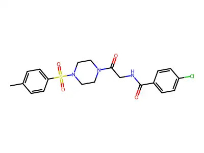 4-chloro-N-[2-[4-(4-methylphenyl)sulfonylpiperazin-1-yl]-2-oxoethyl]benzamide structure