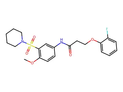 3-(2-fluorophenoxy)-N-(4-methoxy-3-piperidin-1-ylsulfonylphenyl)propanamide structure