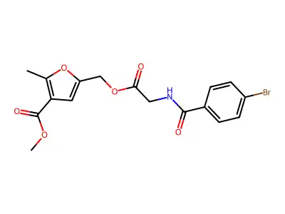methyl 5-[[2-[(4-bromobenzoyl)amino]acetyl]oxymethyl]-2-methylfuran-3-carboxylate structure