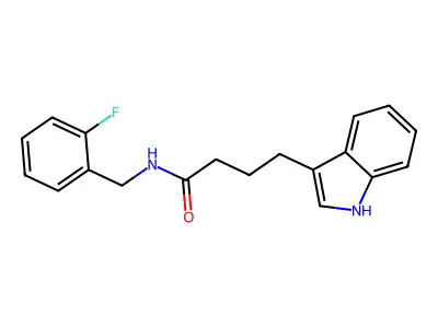 N-[(2-fluorophenyl)methyl]-4-(1H-indol-3-yl)butanamide structure