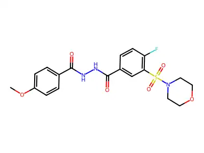 4-fluoro-N'-(4-methoxybenzoyl)-3-morpholin-4-ylsulfonylbenzohydrazide structure