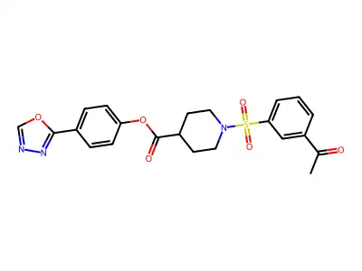 [4-(1,3,4-oxadiazol-2-yl)phenyl] 1-(3-acetylphenyl)sulfonylpiperidine-4-carboxylate structure