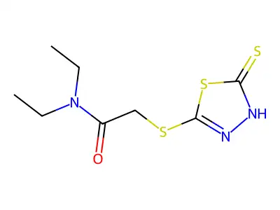 N,N-diethyl-2-[(5-mercapto-1,3,4-thiadiazol-2-yl)thio]acetamide structure