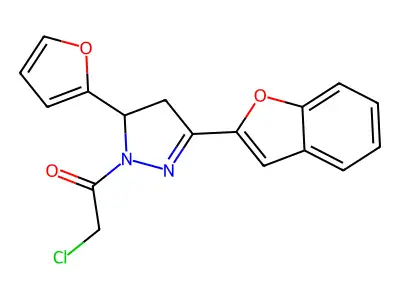 1-[3-(1-benzofuran-2-yl)-5-(furan-2-yl)-4,5-dihydro-1H-pyrazol-1-yl]-2-chloroethan-1-one structure