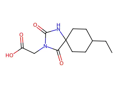 2-(8-Ethyl-2,4-dioxo-1,3-diazaspiro(4.5)decan-3-yl)acetic acid structure