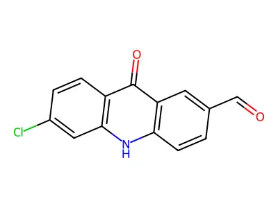 6-chloro-9-oxo-10H-acridine-2-carbaldehyde structure