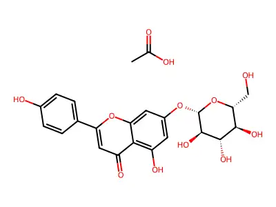 4H-1-Benzopyran-4-one, 7-((2(or 6)-O-acetyl-beta-D-glucopyranosyl)oxy)-5-hydroxy-2-(4-hydroxyphenyl)- structure