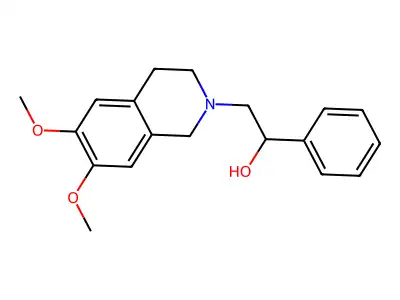 2-(6,7-dimethoxy-3,4-dihydro-1H-isoquinolin-2-yl)-1-phenylethanol structure