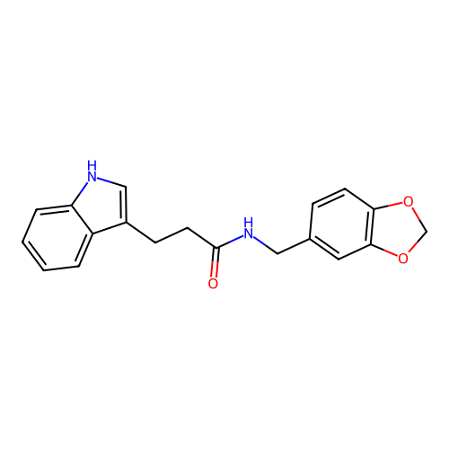 N-(1,3-benzodioxol-5-ylmethyl)-3-(1H-indol-3-yl)propanamide structure