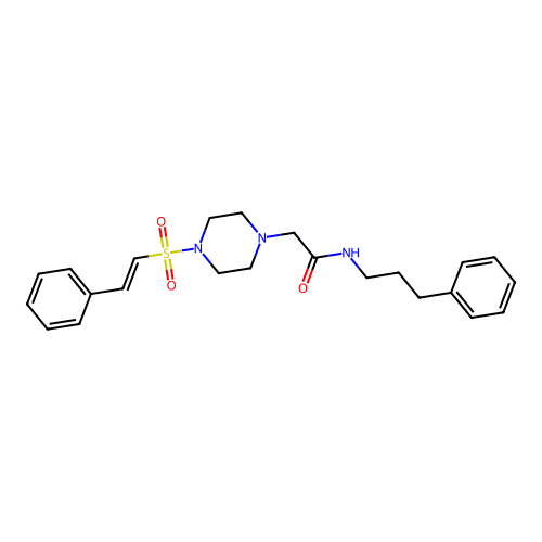 2-[4-(2-phenylethenesulfonyl)piperazin-1-yl]-N-(3-phenylpropyl)acetamide structure