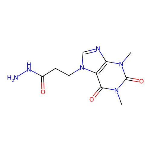 3-(1,3-dimethyl-2,6-dioxo-1,2,3,6-tetrahydro-7H-purin-7-yl)propanehydrazide structure